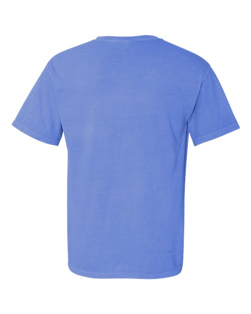 Unisex Garment-Dyed Heavyweight Pocket T-Shirt - Flo Blue Back