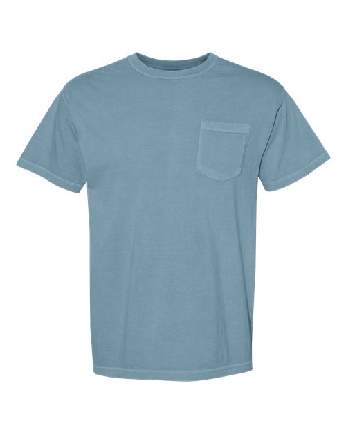 Unisex Garment-Dyed Heavyweight Pocket T-Shirt - Ice Blue Front