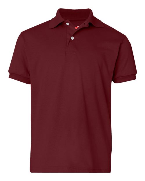 Hanes Youth EcoSmart® Jersey Polo - Maroon Front