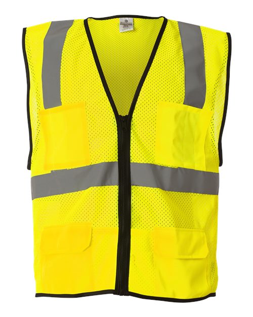 Unisex Economy Mesh 6-Pocket Vest - Lime Front