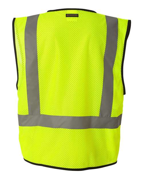 Unisex Economy Single Pocket Hook-and-Loop Mesh Vest - Lime Back