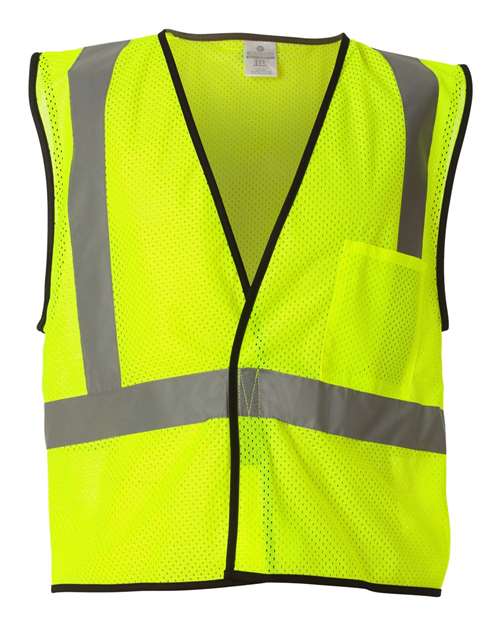 Unisex Economy Single Pocket Hook-and-Loop Mesh Vest - Lime Front