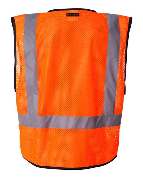 Unisex Economy Single Pocket Hook-and-Loop Mesh Vest - Orange Back
