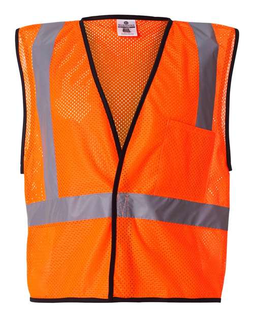 Unisex Economy Single Pocket Hook-and-Loop Mesh Vest - Orange Front