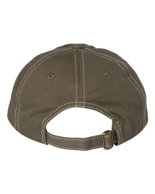 Bio-Washed Classic Dad Hat - Olive/ Stone Stitch Back
