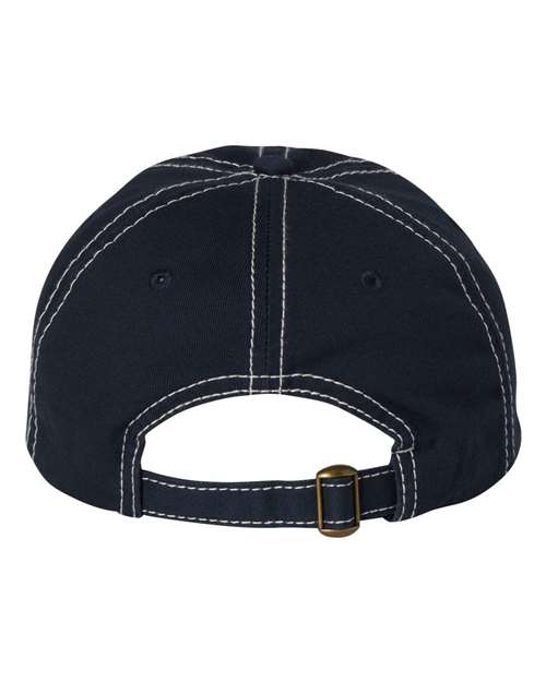 Bio-Washed Classic Dad Hat - Navy/ Stone Stitch Back