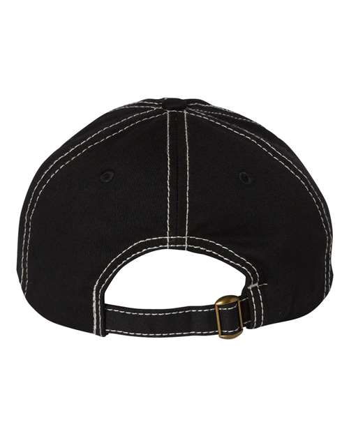 Bio-Washed Classic Dad Hat - Black/ Stone Stitch Back