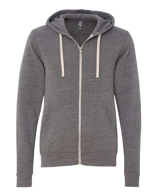 Unisex Triblend Sponge Fleece Full-Zip Hoodie Sweatshirt - Grey Triblend Front