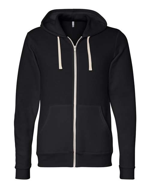 Unisex Triblend Sponge Fleece Full-Zip Hoodie Sweatshirt - Solid Black Triblend Front