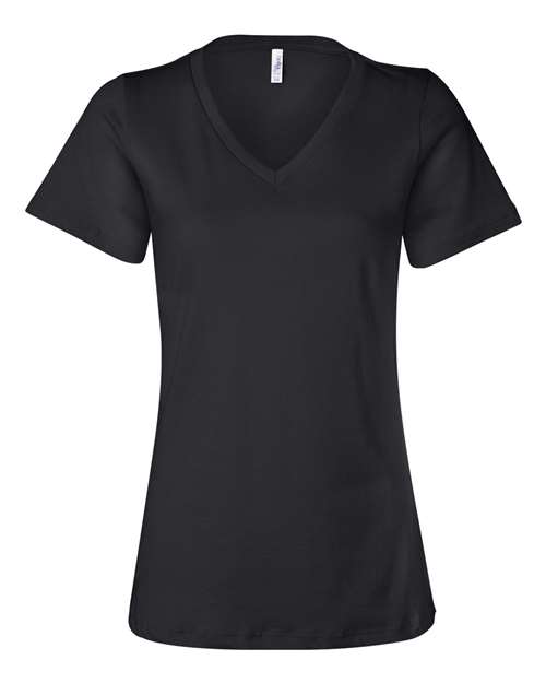 Women’s Relaxed Jersey V-Neck Tee - Black Front