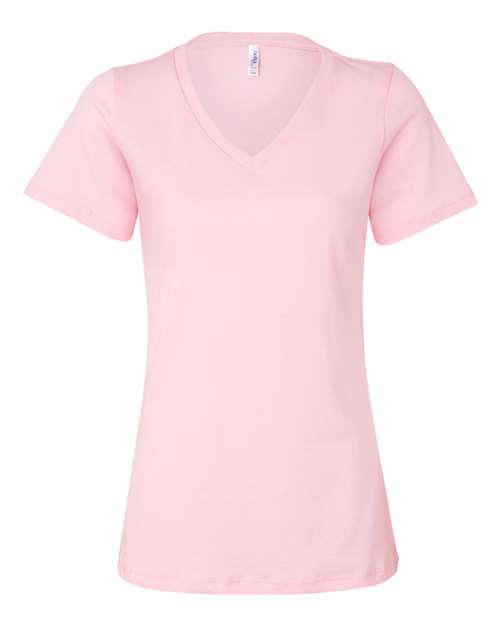 Women’s Relaxed Jersey V-Neck Tee - Pink Front