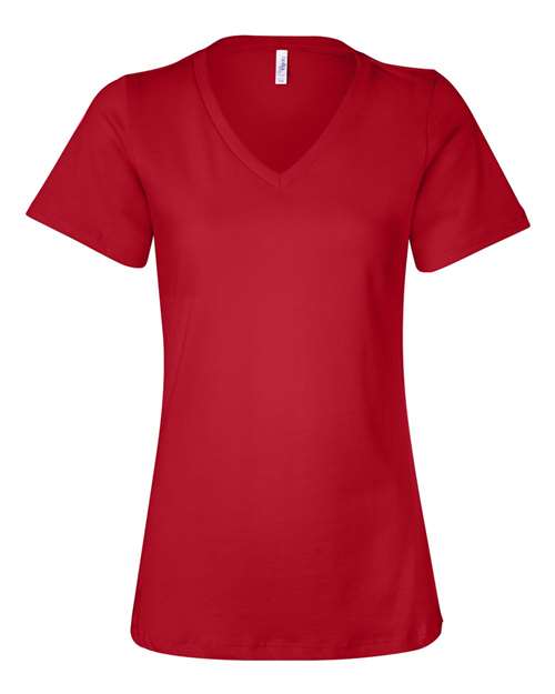 Women’s Relaxed Jersey V-Neck Tee - Red Front