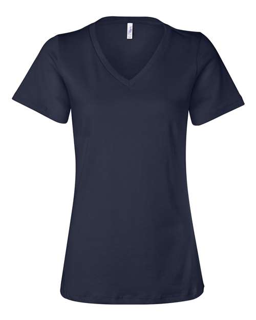 Women’s Relaxed Jersey V-Neck Tee - Navy Front