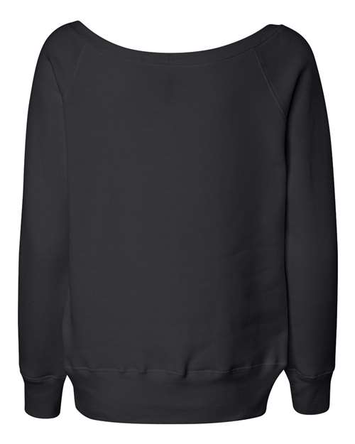 Women’s Sponge Fleece Wide Neck Sweatshirt - Solid Black Triblend Back