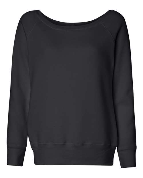 Women’s Sponge Fleece Wide Neck Sweatshirt - Solid Black Triblend Front