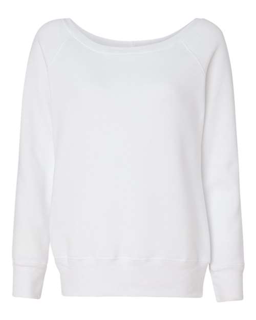 Women’s Sponge Fleece Wide Neck Sweatshirt - Solid White Triblend Front