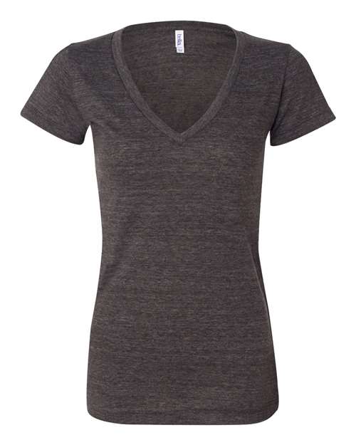 Women’s Triblend Deep V-Neck Tee - Charcoal Black Triblend Front