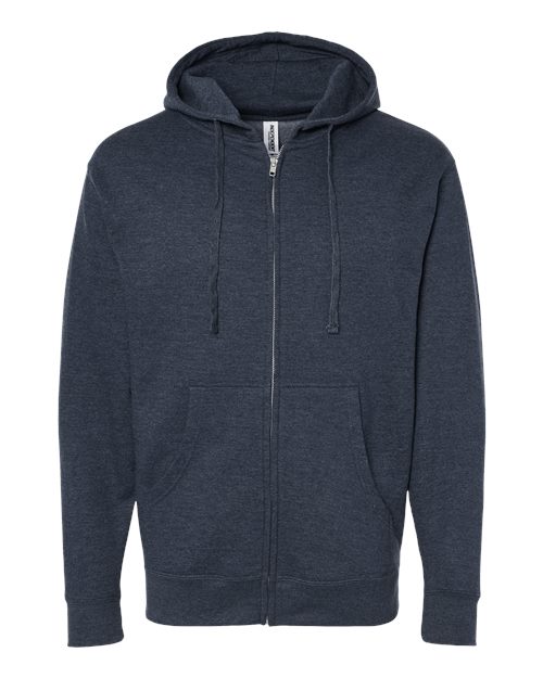 Unisex Midweight Full-Zip Hooded Sweatshirt - Classic Navy Heather Front