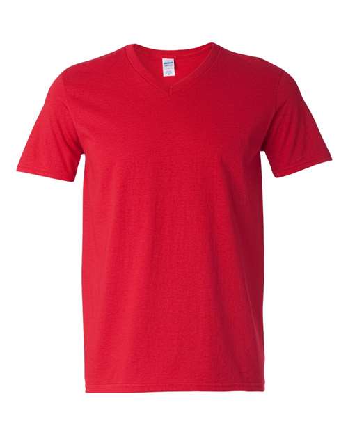 Unisex Softstyle® V-Neck T-Shirt - Cherry Red Front
