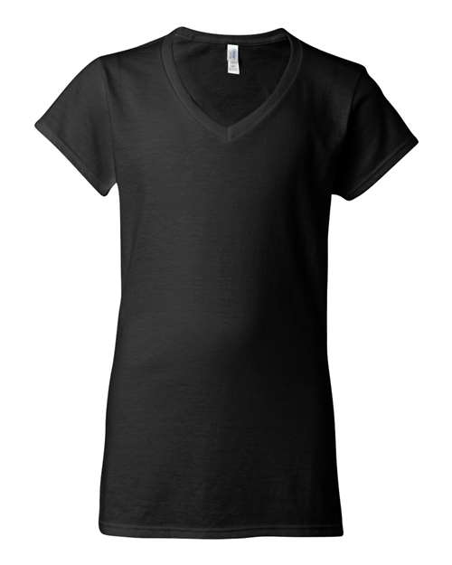 Gildan Women's Softstyle® V-Neck T-Shirt - Black Front