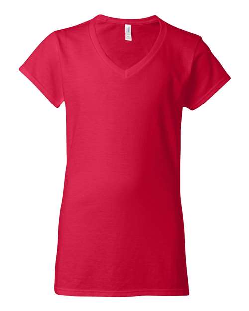 Women's Softstyle® V-Neck T-Shirt - Cherry Red Front