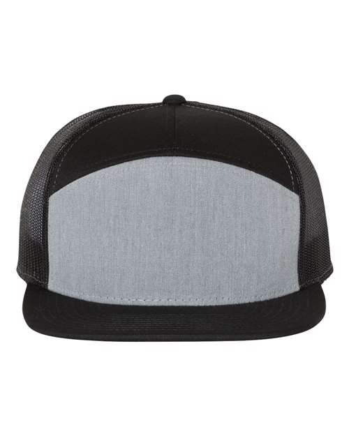 Seven-Panel Trucker Cap - Heather Grey/ Black Front