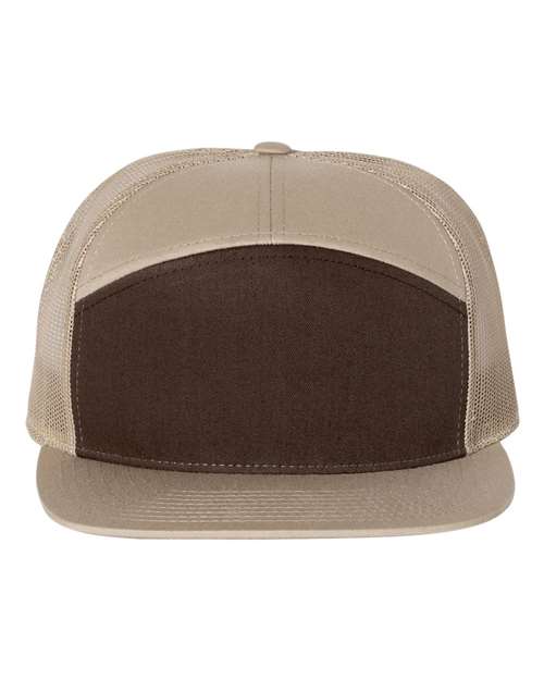 Seven-Panel Trucker Cap - Brown/ Khaki Front