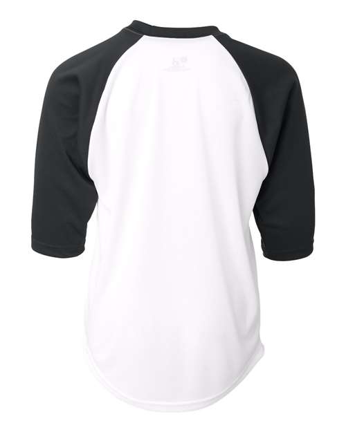 Youth B-Core Three-Quarter Sleeve Baseball T-Shirt - White/ Black Back
