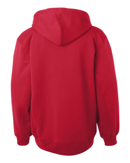 Youth Performance Fleece Hooded Sweatshirt - Red Back