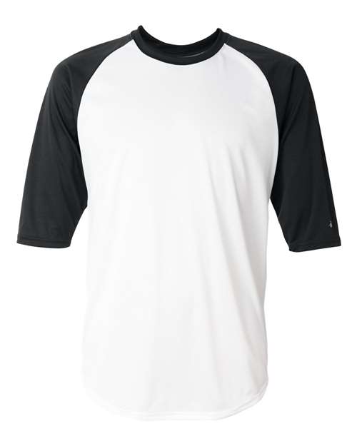 Men's B-Core Three-Quarter Sleeve Baseball T-Shirt - White/ Black Front