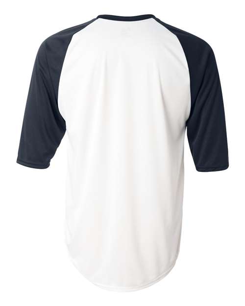 Men's B-Core Three-Quarter Sleeve Baseball T-Shirt - White/ Navy Back