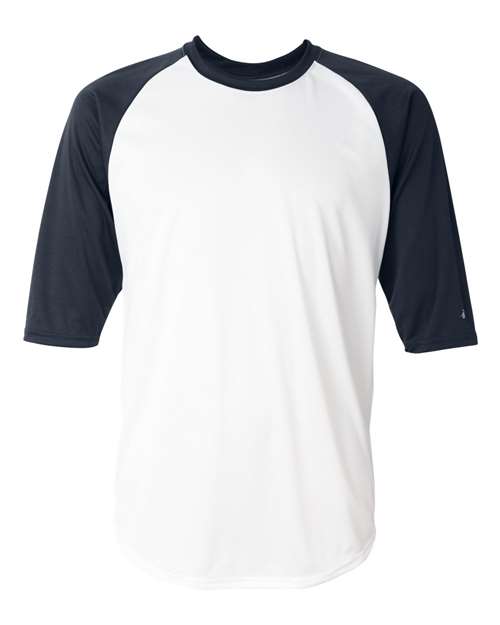 Men's B-Core Three-Quarter Sleeve Baseball T-Shirt - White/ Navy Front