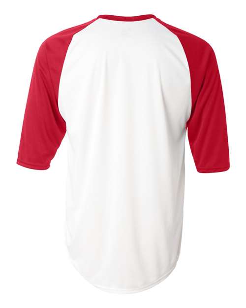 Men's B-Core Three-Quarter Sleeve Baseball T-Shirt - White/ Red Back