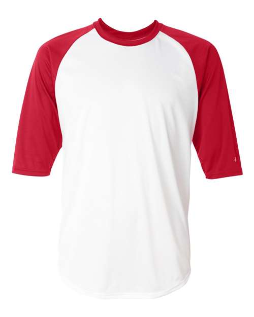Men's B-Core Three-Quarter Sleeve Baseball T-Shirt - White/ Red Front