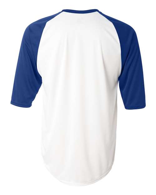 Men's B-Core Three-Quarter Sleeve Baseball T-Shirt - White/ Royal Back