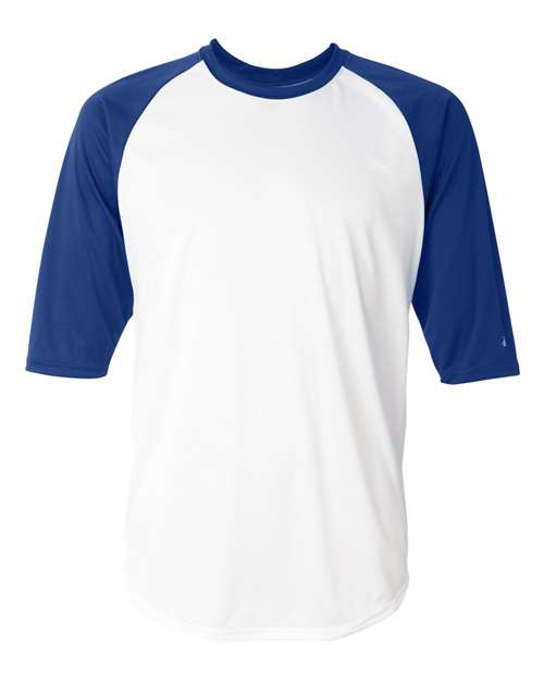 Men's B-Core Three-Quarter Sleeve Baseball T-Shirt - White/ Royal Front
