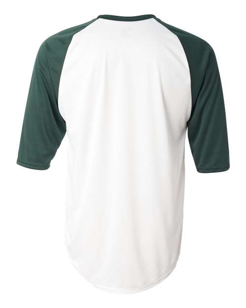 Men's B-Core Three-Quarter Sleeve Baseball T-Shirt - White/ Forest Back