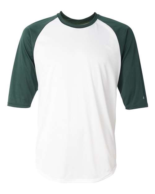 Men's B-Core Three-Quarter Sleeve Baseball T-Shirt - White/ Forest Front