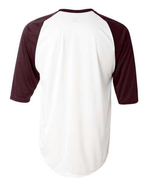 Men's B-Core Three-Quarter Sleeve Baseball T-Shirt - White/ Maroon Back