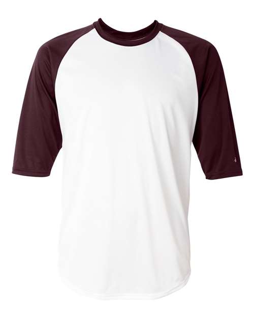 Men's B-Core Three-Quarter Sleeve Baseball T-Shirt - White/ Maroon Front