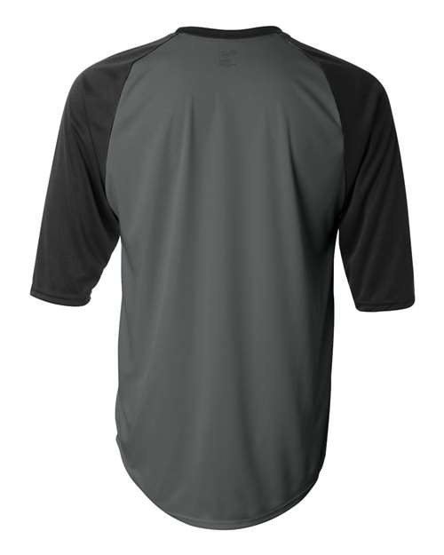 Men's B-Core Three-Quarter Sleeve Baseball T-Shirt - Graphite/ Black Back
