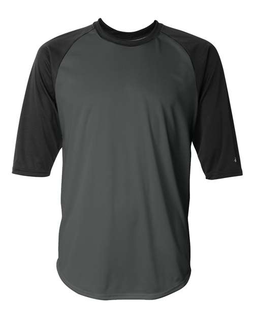 Men's B-Core Three-Quarter Sleeve Baseball T-Shirt - Graphite/ Black Front