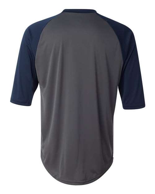 Men's B-Core Three-Quarter Sleeve Baseball T-Shirt - Graphite/ Navy Back