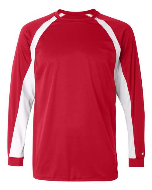 Men's B-Core Hook Long Sleeve T-Shirt - Red/ White Front