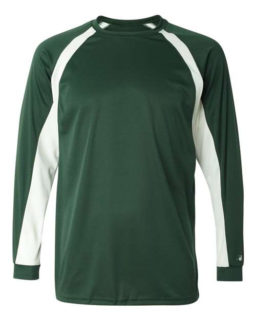 Men's B-Core Hook Long Sleeve T-Shirt - Forest/ White Front