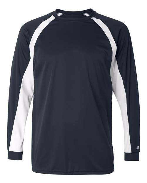 Men's B-Core Hook Long Sleeve T-Shirt - Navy/ White Front