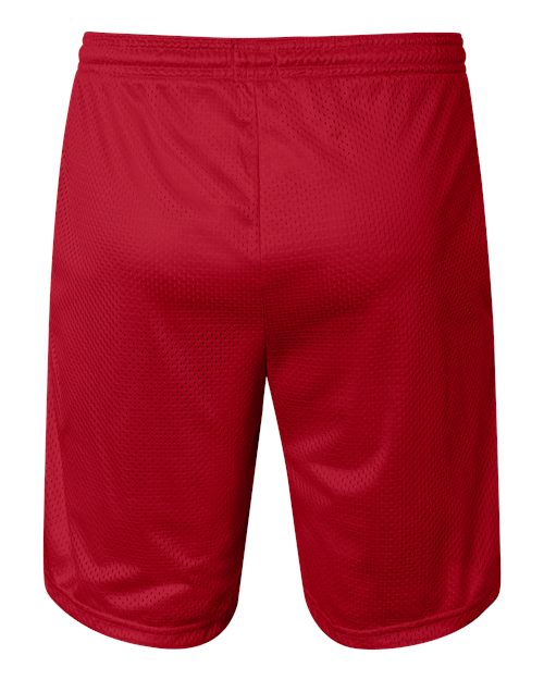 Unisex 9" Mesh Shorts with Pockets - Scarlet Back