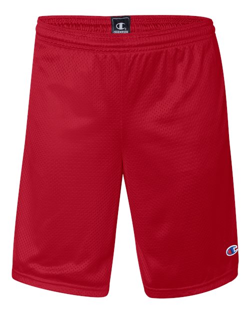 Unisex 9" Mesh Shorts with Pockets - Scarlet Front