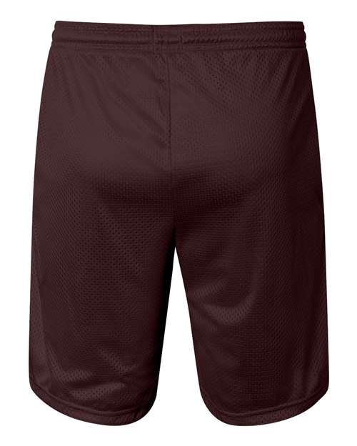 Unisex 9" Mesh Shorts with Pockets - Maroon Back