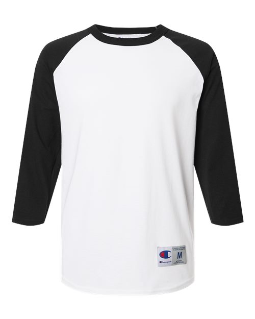 Unisex Raglan Sleeve Baseball T-Shirt - White/ Black Front